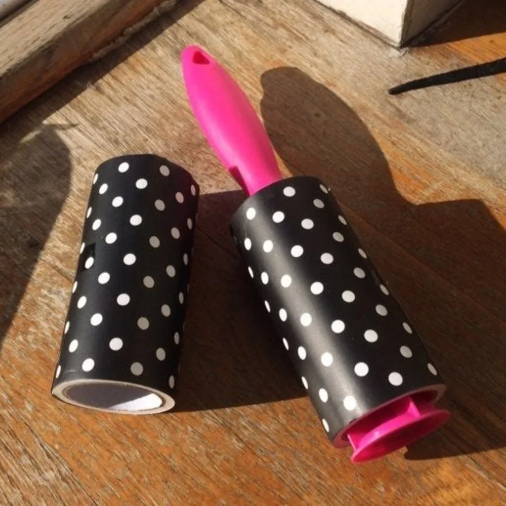 Pink Lint Roller With Polka dot Refilll